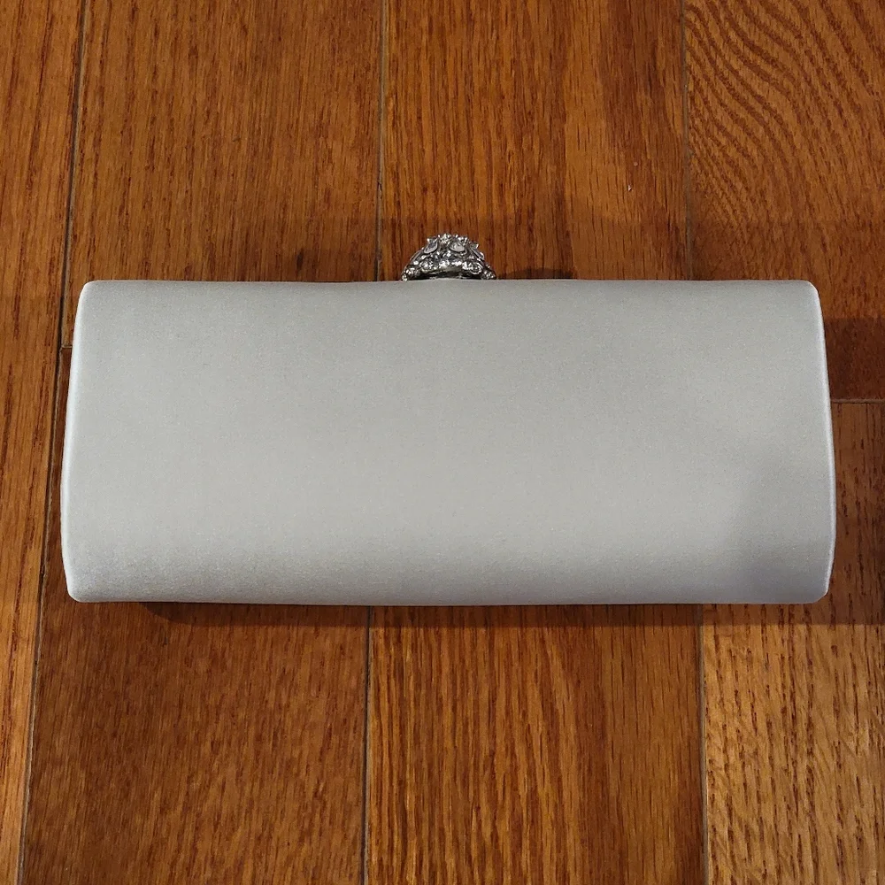 Elegant Bridal/Formal Nordstrom Satin Ivory Small Clutch Bag + Matching Hairpins